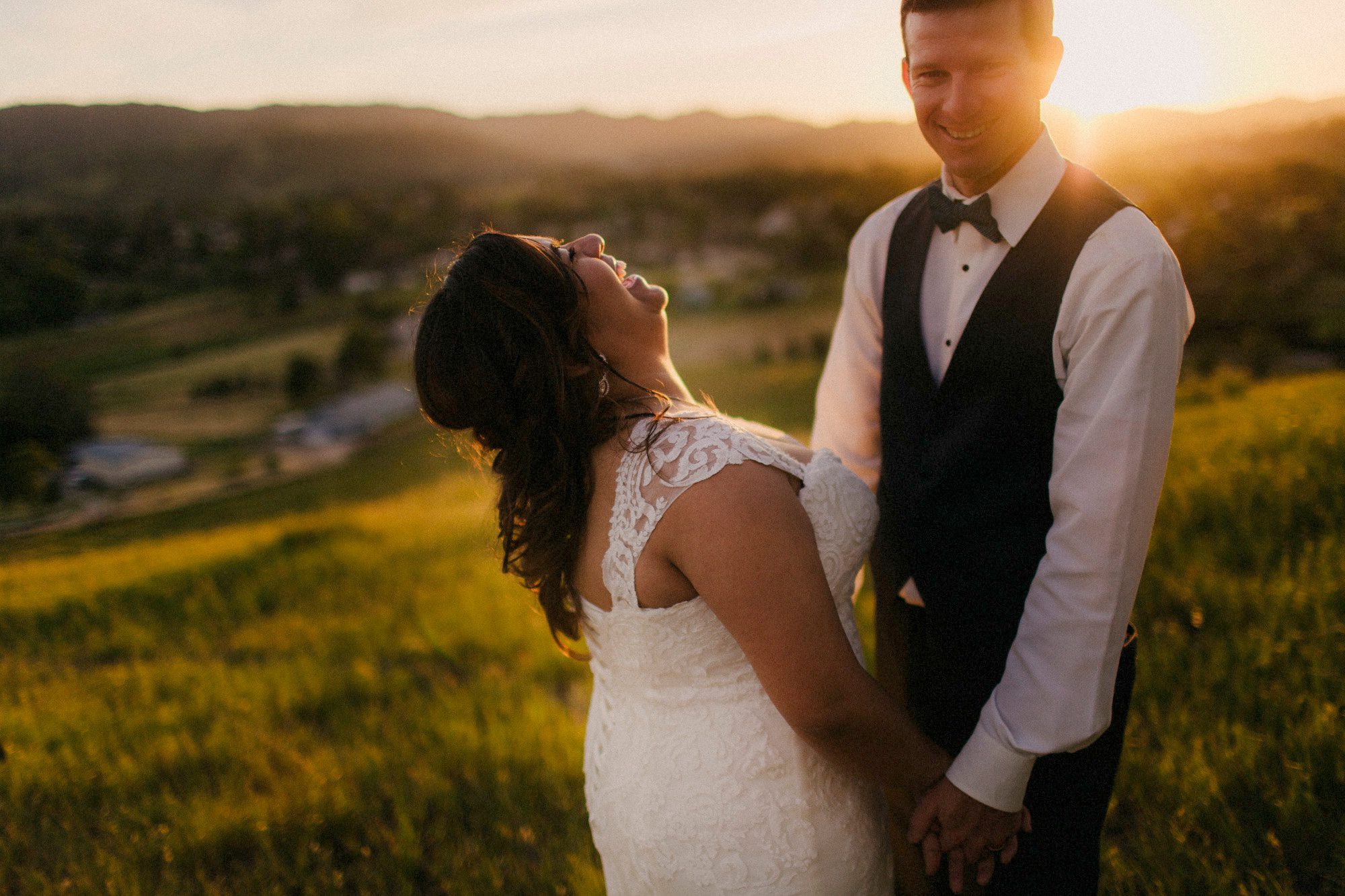 bride and groom sunset photos at the grace marlin estate and gardens wedding by san luis obispo wedding photographer sarah kathleen