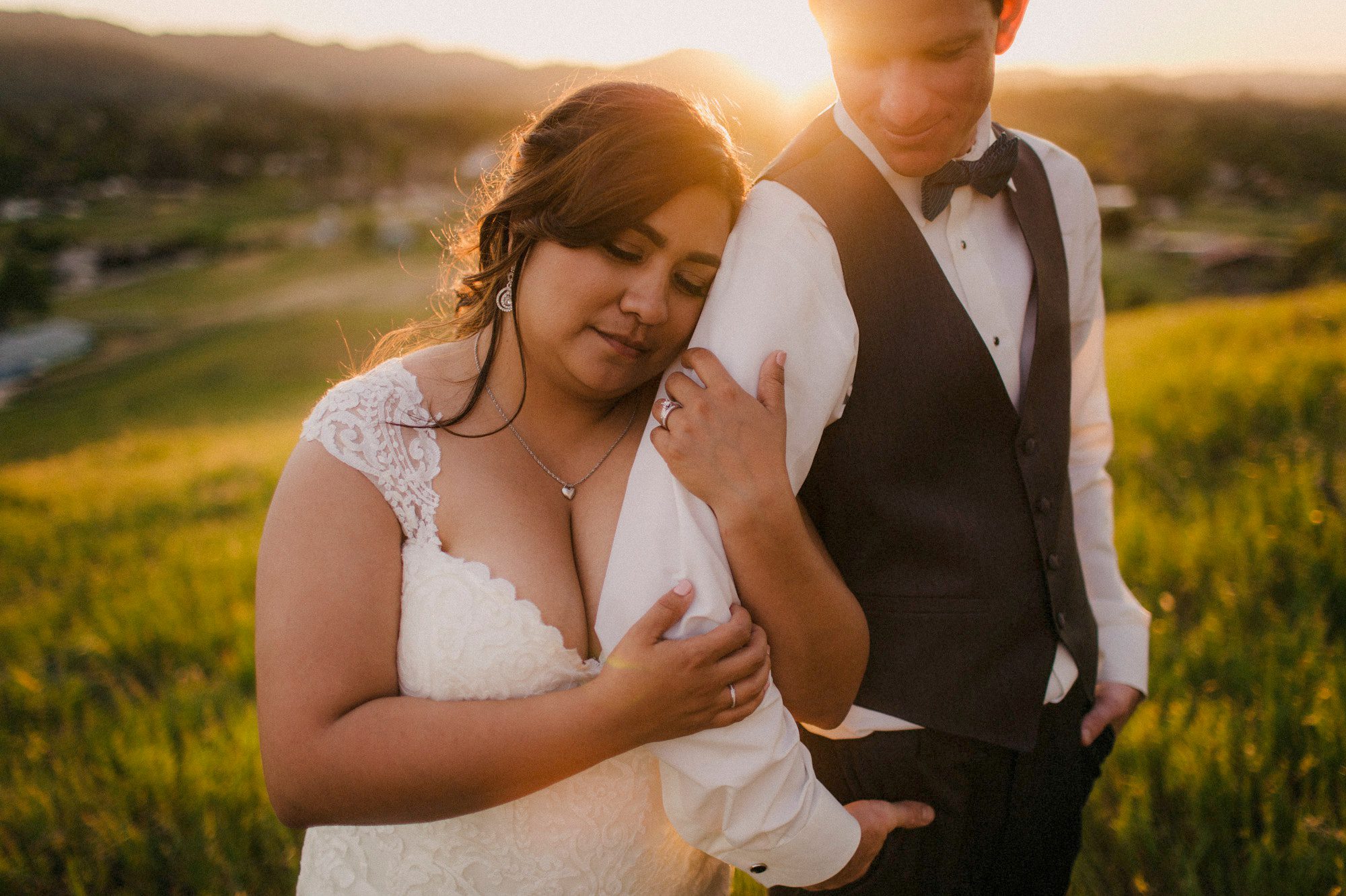 bride and groom sunset photos at the grace marlin estate and gardens wedding by san luis obispo wedding photographer sarah kathleen